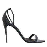 Dolce & Gabbana Grey Leather Ankle Strap Heel Sandals Shoes