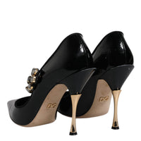 Dolce & Gabbana Black Leather Crystal Mary Jane Pumps Shoes