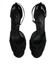Dolce & Gabbana Black Mesh Ankle Strap Heels Pumps Shoes