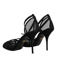 Dolce & Gabbana Black Mesh Ankle Strap Heels Pumps Shoes