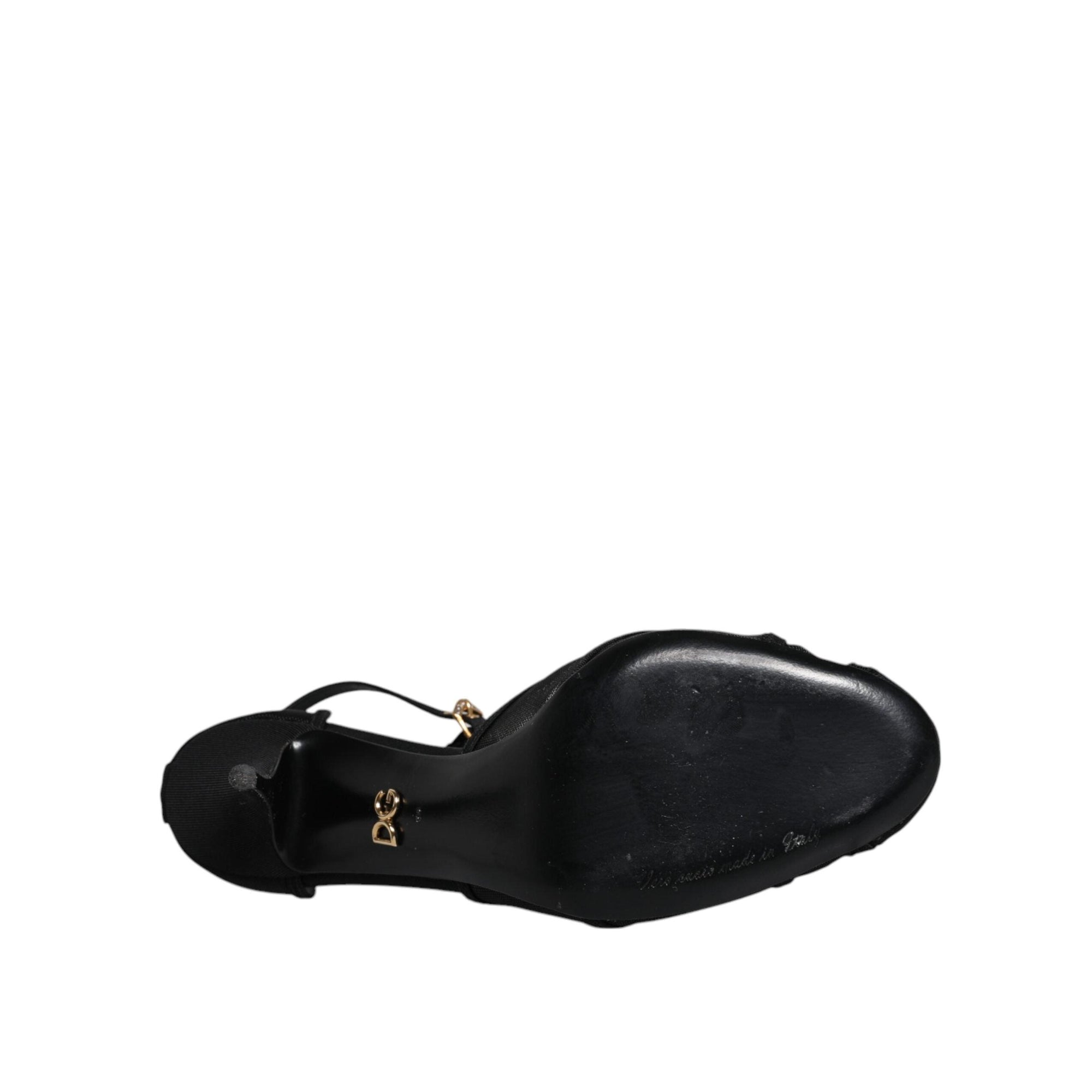 Dolce &amp; Gabbana Black Mesh Ankle Strap Heels Pumps Shoes