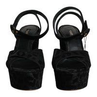 Dolce & Gabbana Black Leopard Platform Heels Sandals Shoes