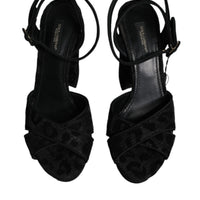 Dolce & Gabbana Black Leopard Platform Heels Sandals Shoes