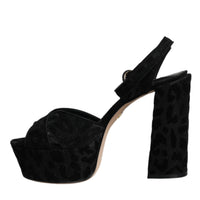 Dolce & Gabbana Black Leopard Platform Heels Sandals Shoes