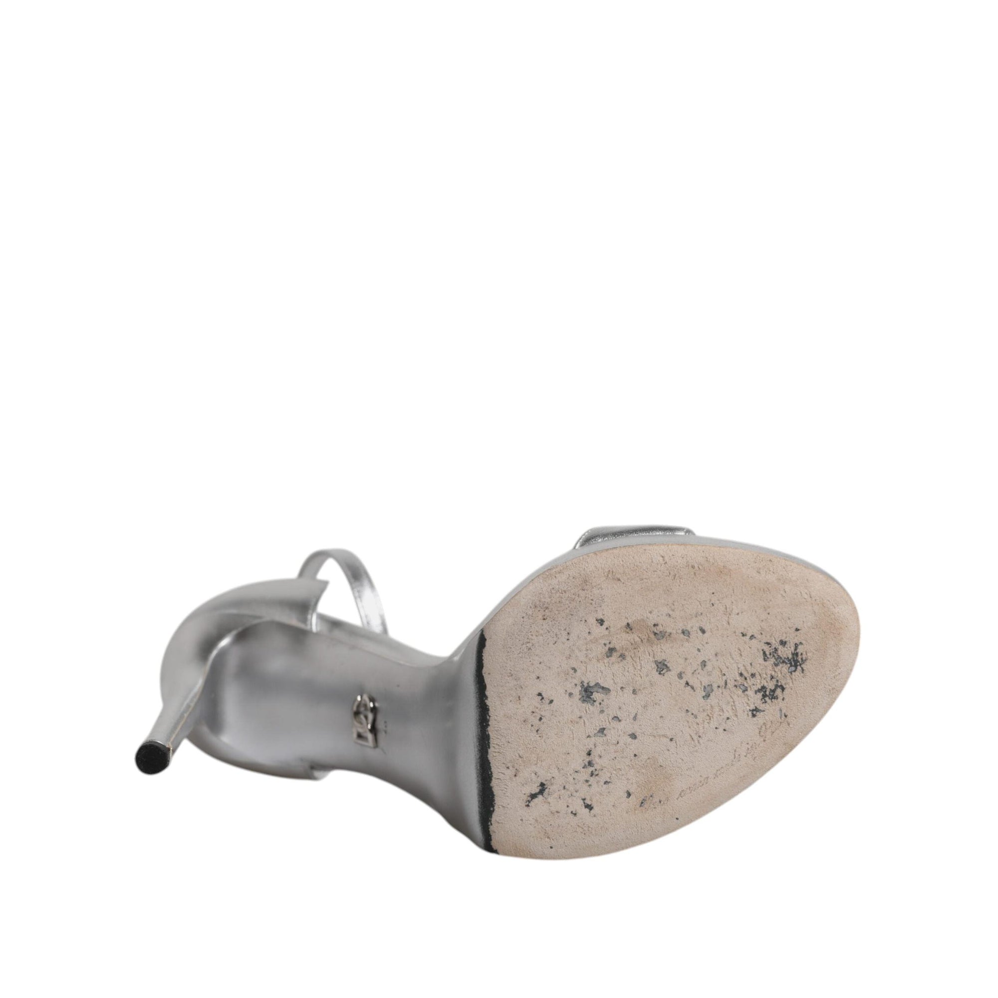 Dolce &amp; Gabbana Silver Leather Platform Keira Sandals Shoes