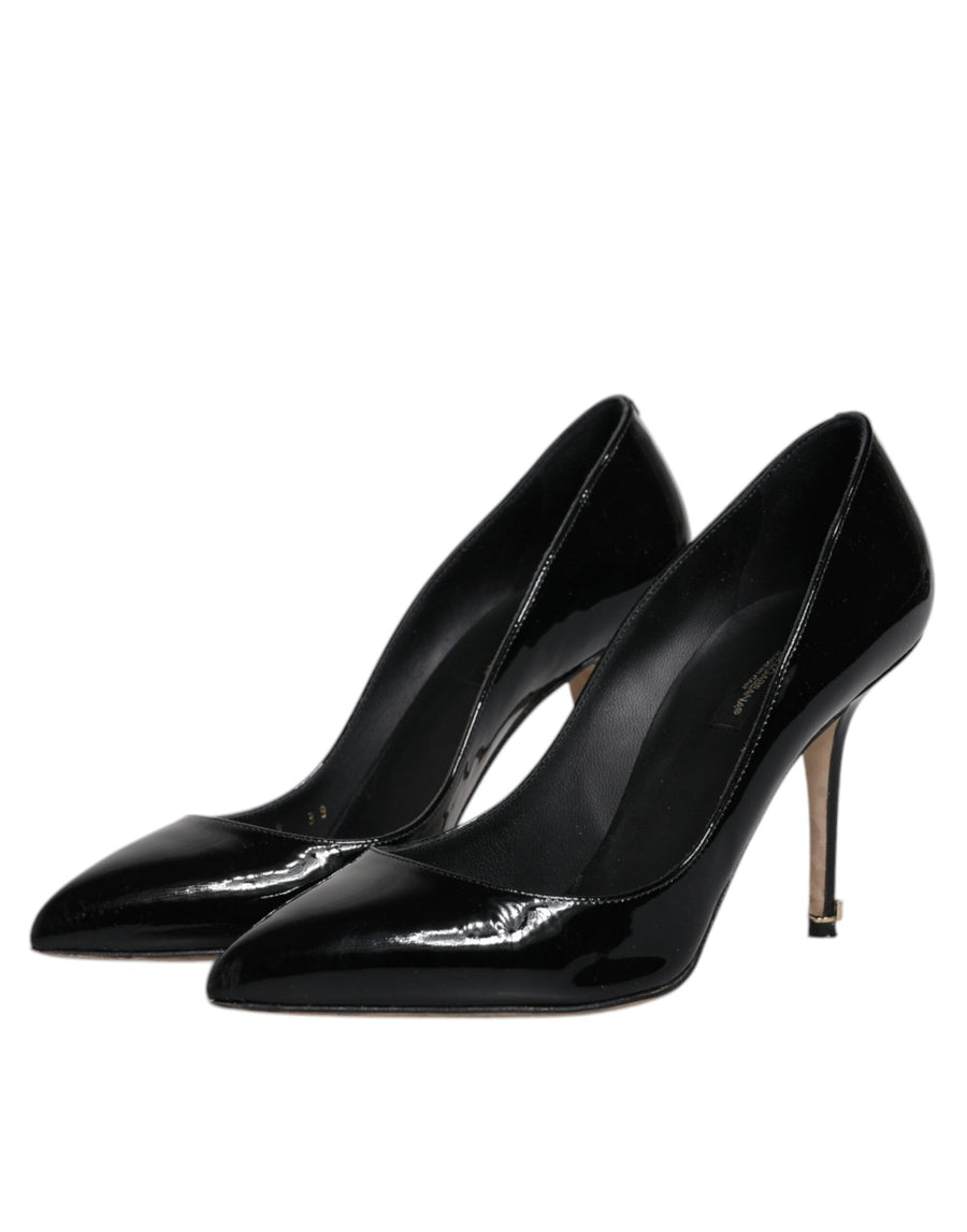 Dolce & Gabbana Black Patent Leather High Heels Pumps Shoes