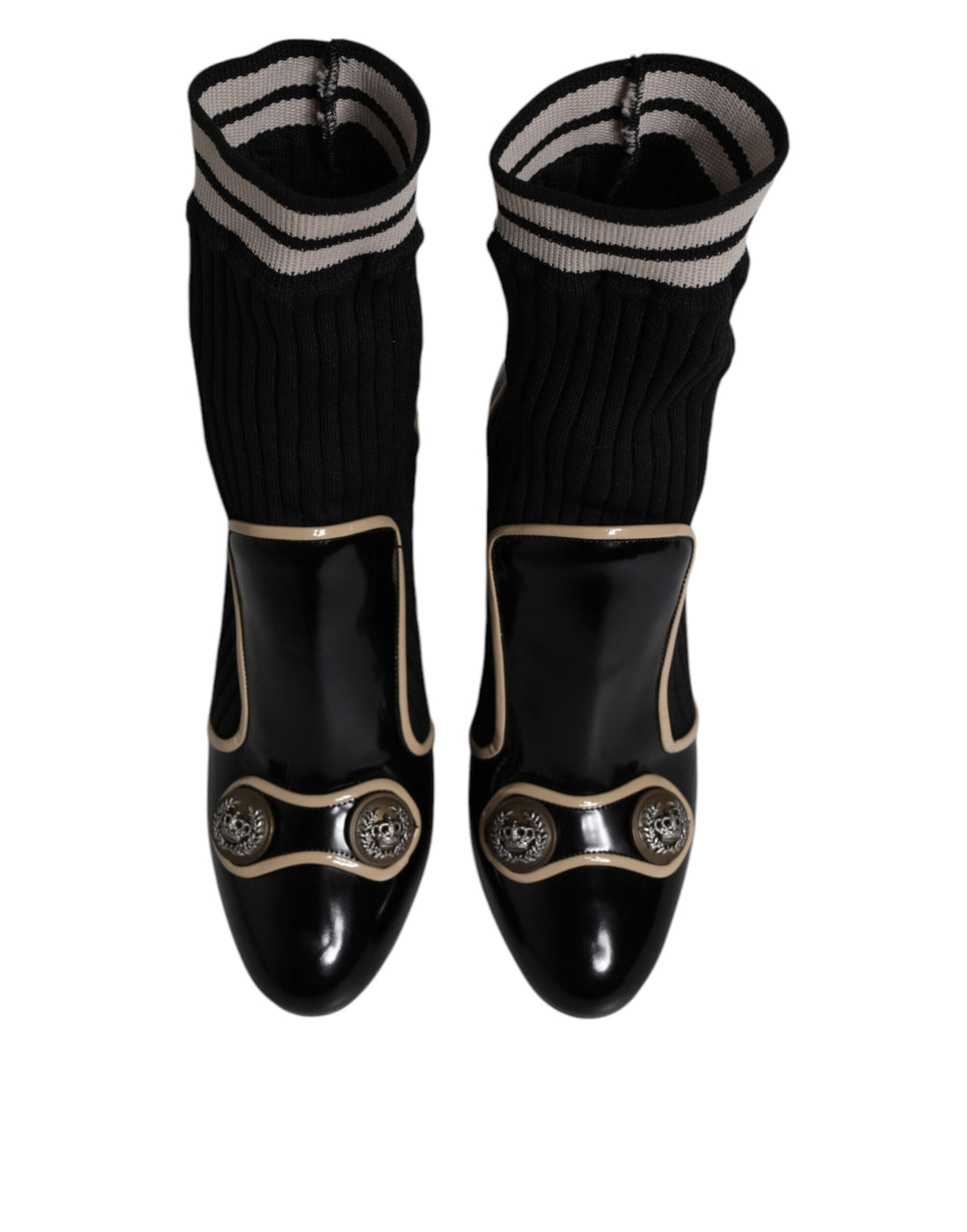 Dolce & Gabbana Black Leather Sock Style Mid Calf Boots Shoes