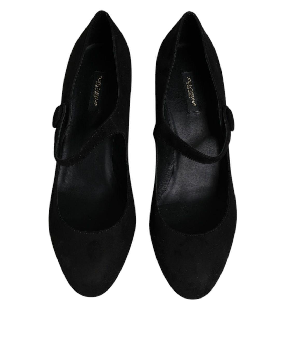 Dolce & Gabbana Black Suede Leather Block Heels Pumps Shoes