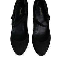 Dolce & Gabbana Black Suede Leather Block Heels Pumps Shoes