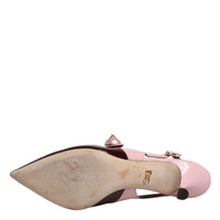 Dolce & Gabbana Pink Maroon Leather Kitten Heels Slingbacks Shoes