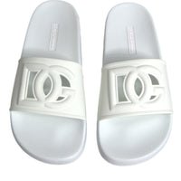 Dolce & Gabbana White Rubber Slides Sandals Beachwear Shoes