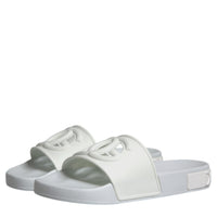 Dolce & Gabbana White Rubber Slides Sandals Beachwear Shoes