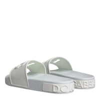 Dolce & Gabbana White Rubber Slides Sandals Beachwear Shoes