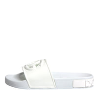 Dolce & Gabbana White Rubber Slides Sandals Beachwear Shoes