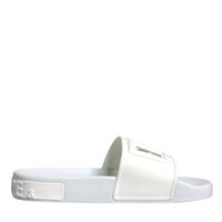 Dolce & Gabbana White Rubber Slides Sandals Beachwear Shoes