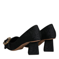 Dolce & Gabbana Black Brocade Crystals Heels Pumps Shoes