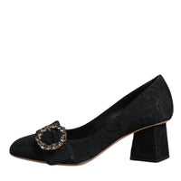 Dolce & Gabbana Black Brocade Crystals Heels Pumps Shoes