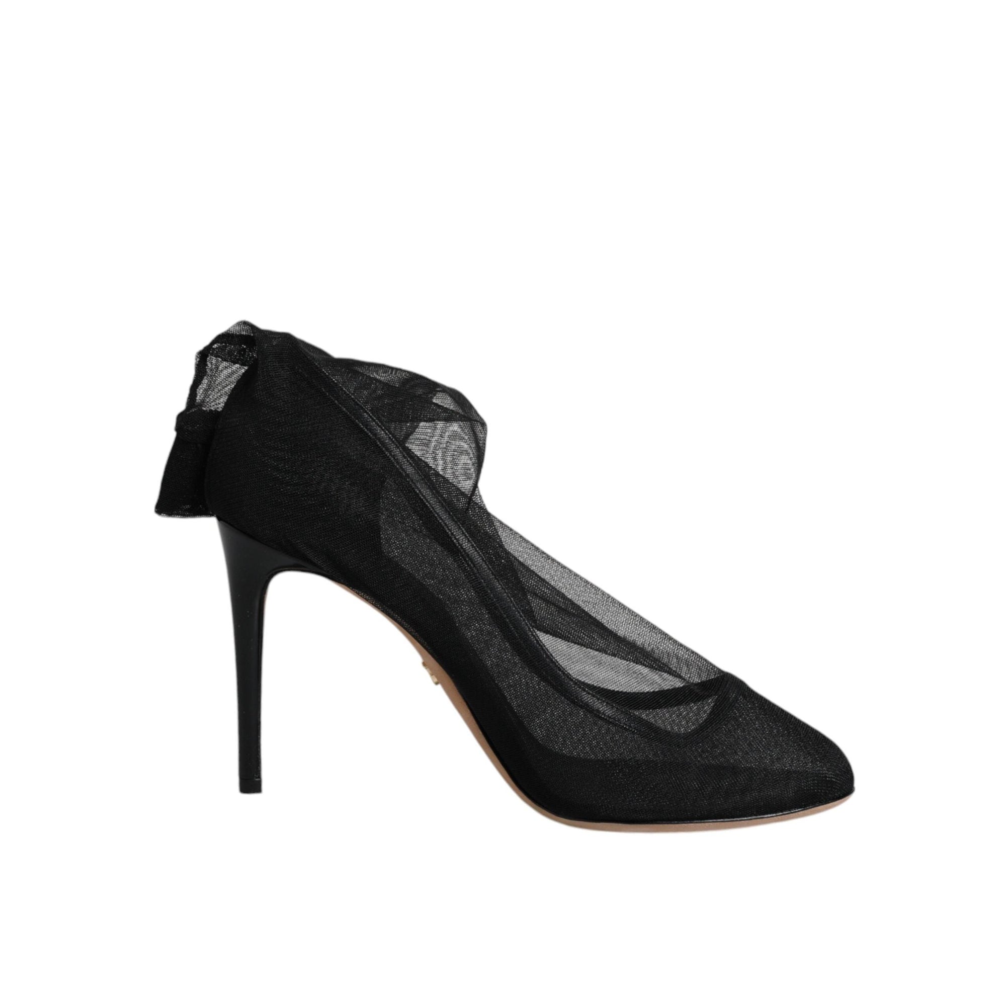 Dolce &amp; Gabbana Black Nylon Stretch Mesh Sock Boots Shoes