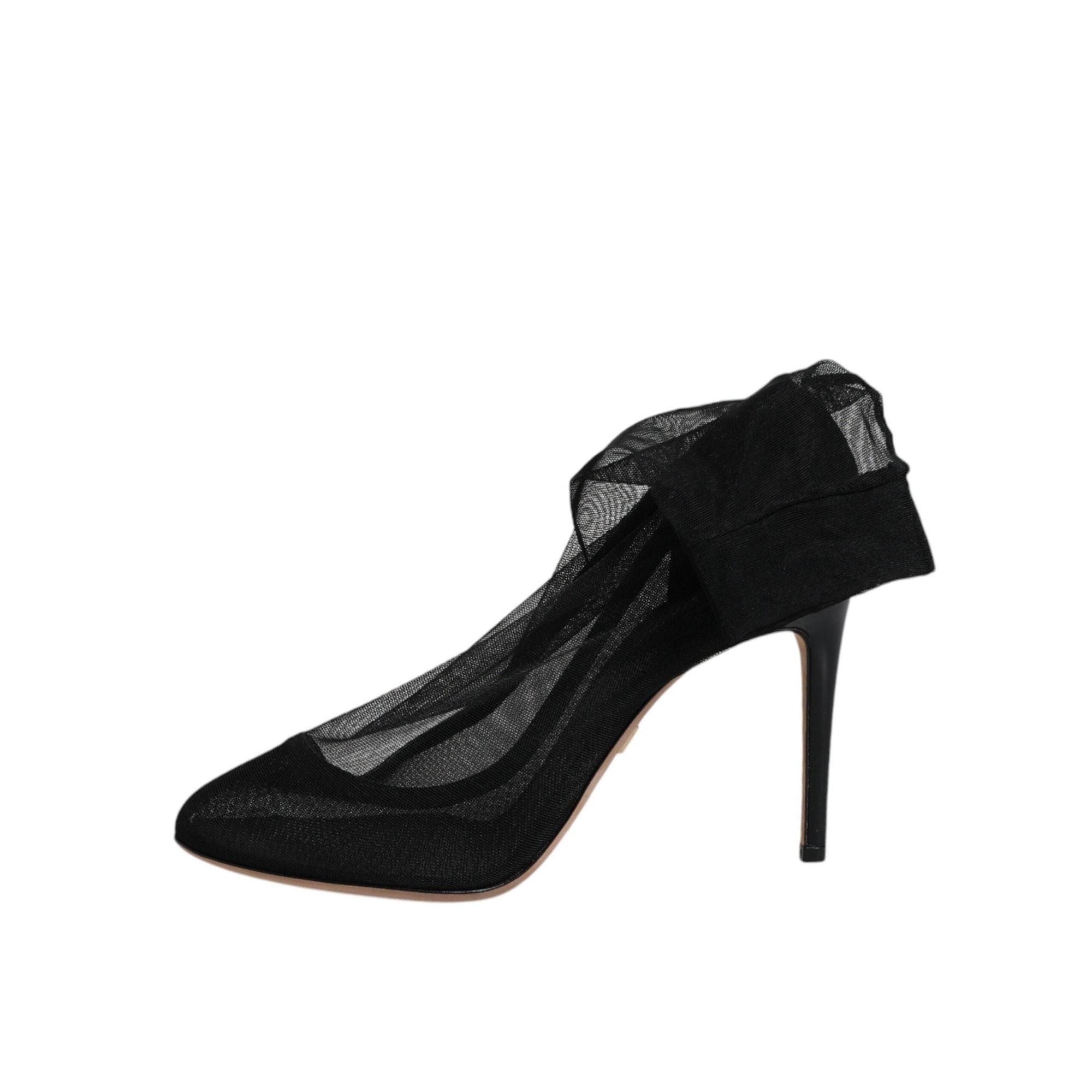 Dolce &amp; Gabbana Black Nylon Stretch Mesh Sock Boots Shoes