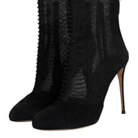 Dolce & Gabbana Black Mesh Stiletto Heels Ankle Boots Shoes