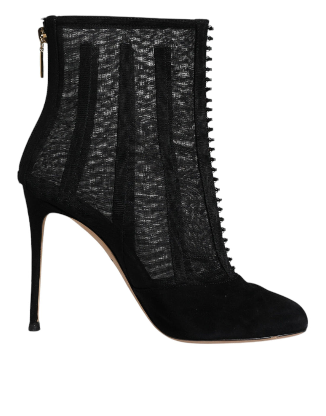 Dolce & Gabbana Black Mesh Stiletto Heels Ankle Boots Shoes