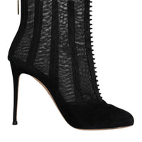 Dolce & Gabbana Black Mesh Stiletto Heels Ankle Boots Shoes