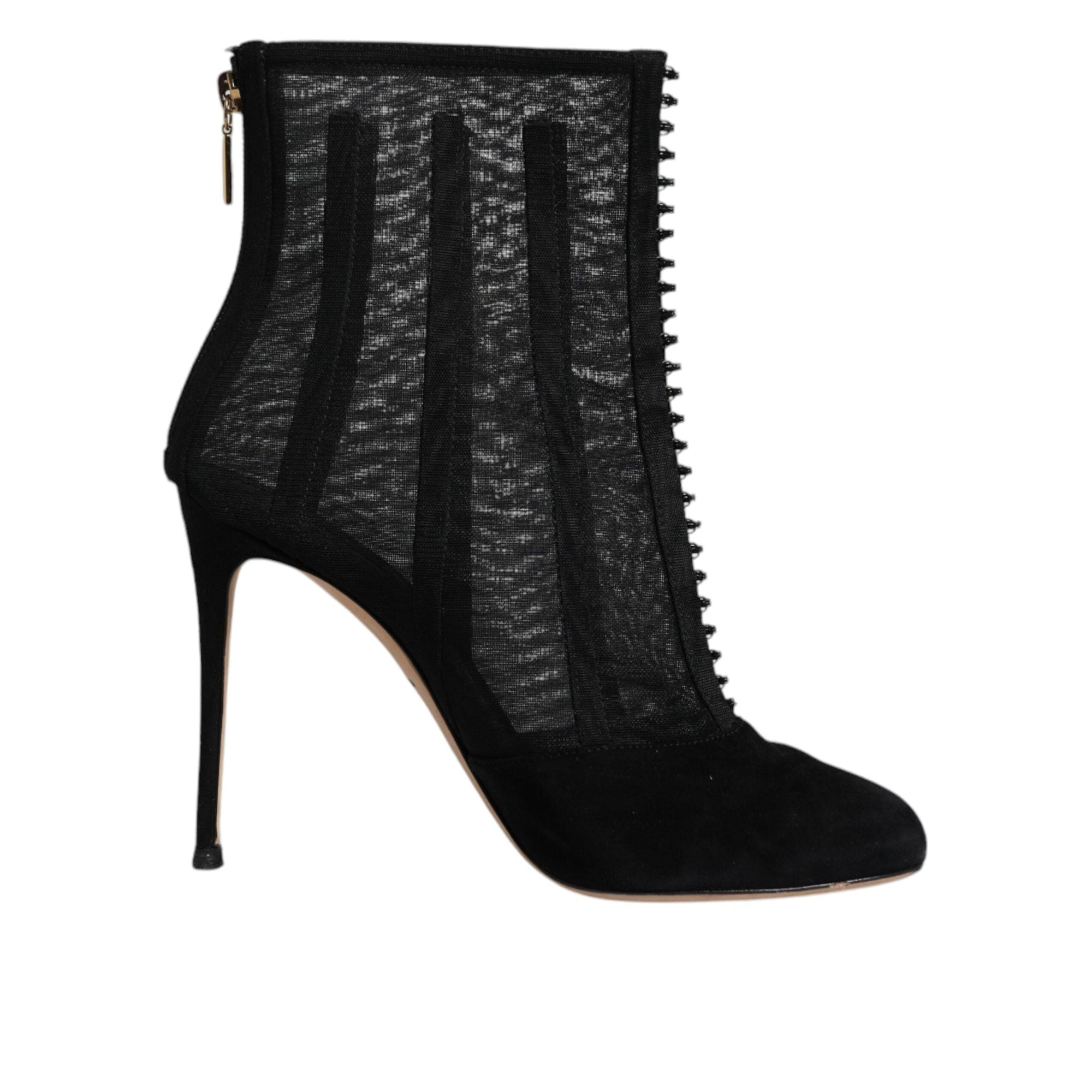 Dolce &amp; Gabbana Black Mesh Stiletto Heels Ankle Boots Shoes