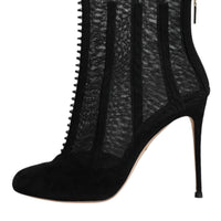 Dolce & Gabbana Black Mesh Stiletto Heels Ankle Boots Shoes