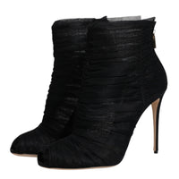 Dolce & Gabbana Black Mesh Stiletto Heels Ankle Boots Shoes