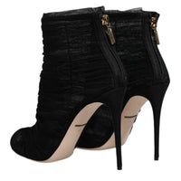 Dolce & Gabbana Black Mesh Stiletto Heels Ankle Boots Shoes