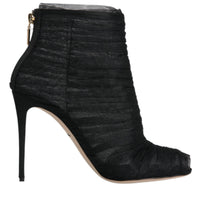 Dolce & Gabbana Black Mesh Stiletto Heels Ankle Boots Shoes