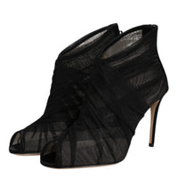 Dolce & Gabbana Black Mesh Stiletto Heels Ankle Boots Shoes