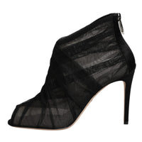 Dolce & Gabbana Black Mesh Stiletto Heels Ankle Boots Shoes