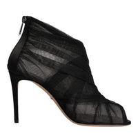 Dolce & Gabbana Black Mesh Stiletto Heels Ankle Boots Shoes