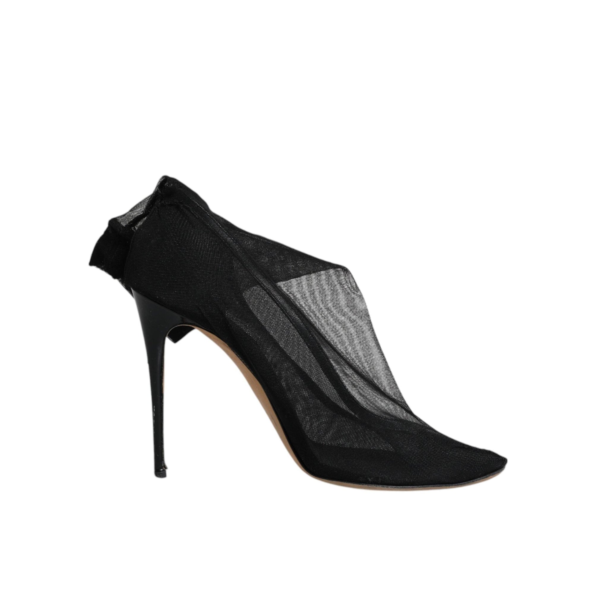 Dolce &amp; Gabbana Black Nylon Stretch Mesh Sock Boots Shoes
