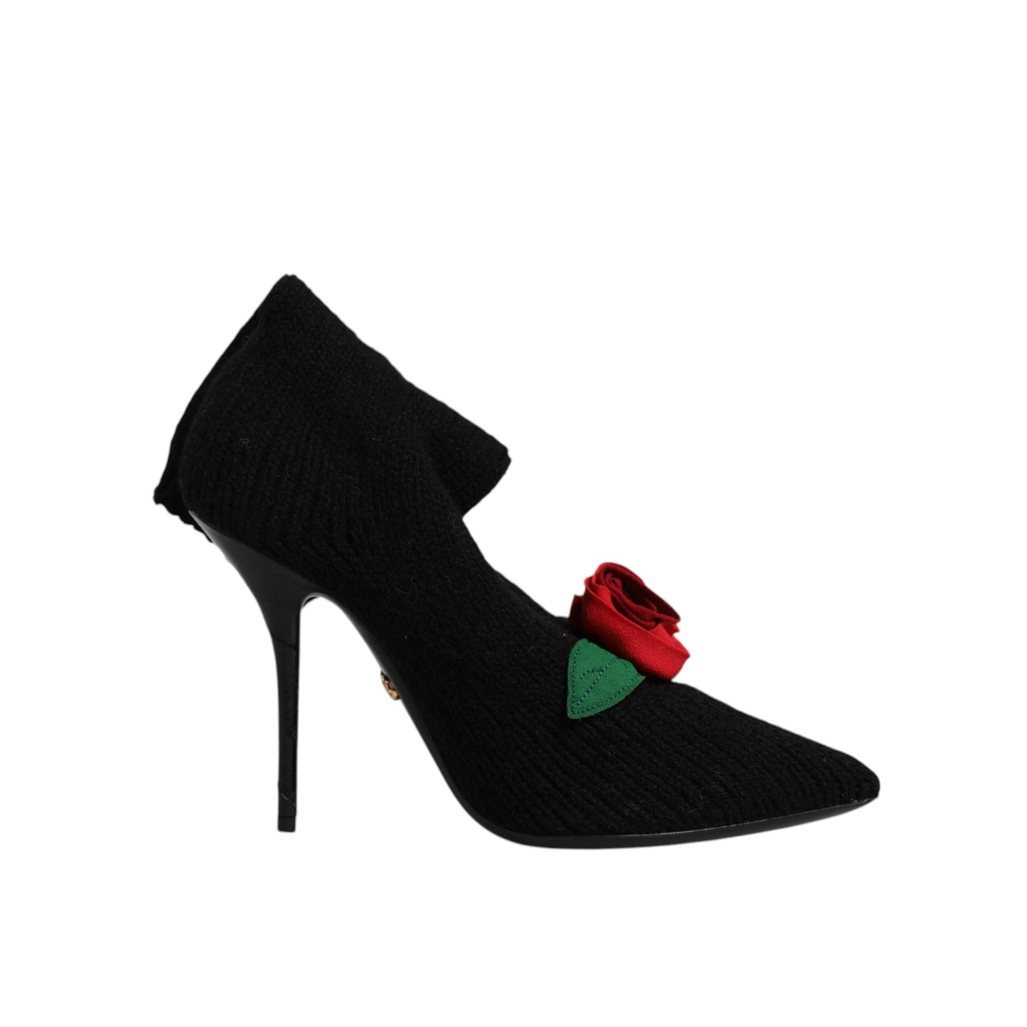 Dolce &amp; Gabbana Black Stiletto Heels Mid Calf Boots Shoes