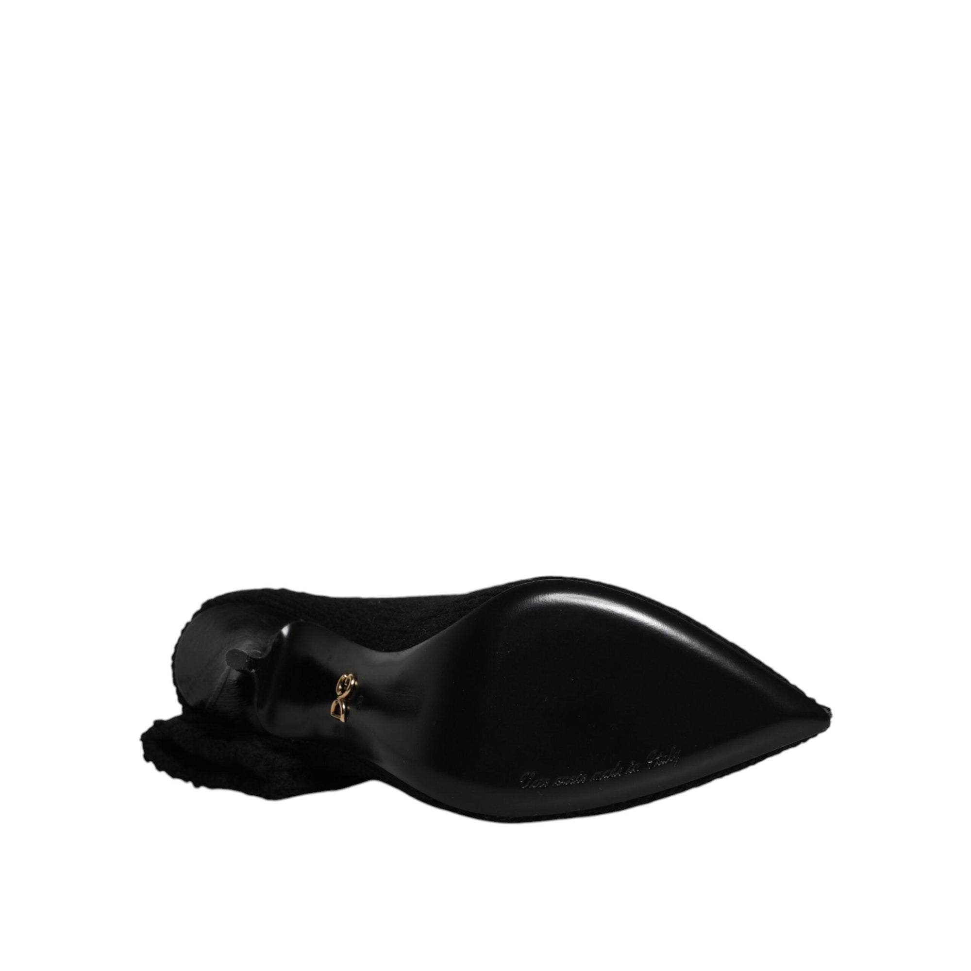 Dolce &amp; Gabbana Black Stiletto Heels Mid Calf Boots Shoes