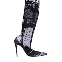 Dolce & Gabbana Black Logo Stretch Heels High Boots Shoes