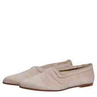 Dolce & Gabbana Beige Fabric Slip On Ballerina Flats Shoes