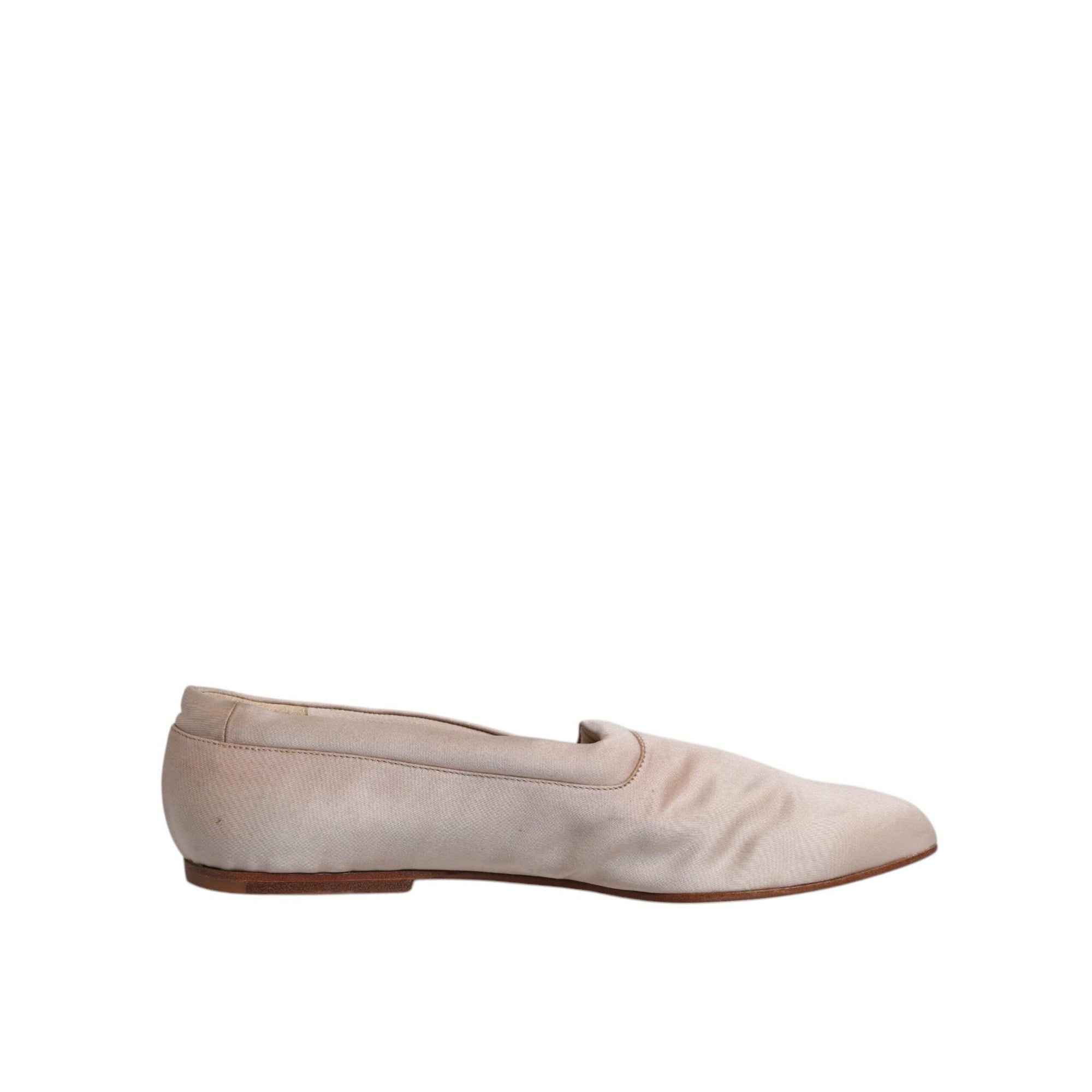 Dolce &amp; Gabbana Beige Fabric Slip On Ballerina Flats Shoes