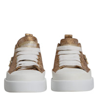 Dolce & Gabbana Gold White Logo Low Top Sneakers Shoes