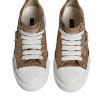 Dolce & Gabbana Gold White Logo Low Top Sneakers Shoes