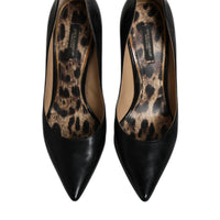 Dolce & Gabbana Black Calf Leather Stiletto Heels Pumps Shoes