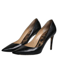 Dolce & Gabbana Black Calf Leather Stiletto Heels Pumps Shoes