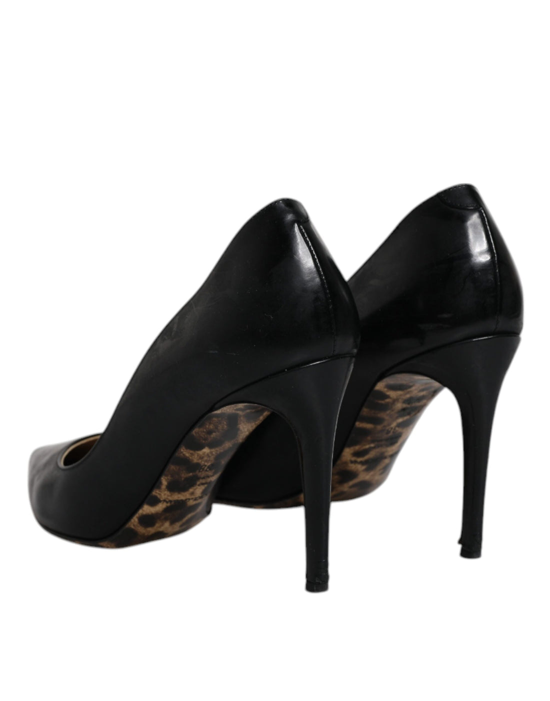 Dolce & Gabbana Black Calf Leather Stiletto Heels Pumps Shoes