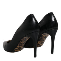 Dolce & Gabbana Black Calf Leather Stiletto Heels Pumps Shoes