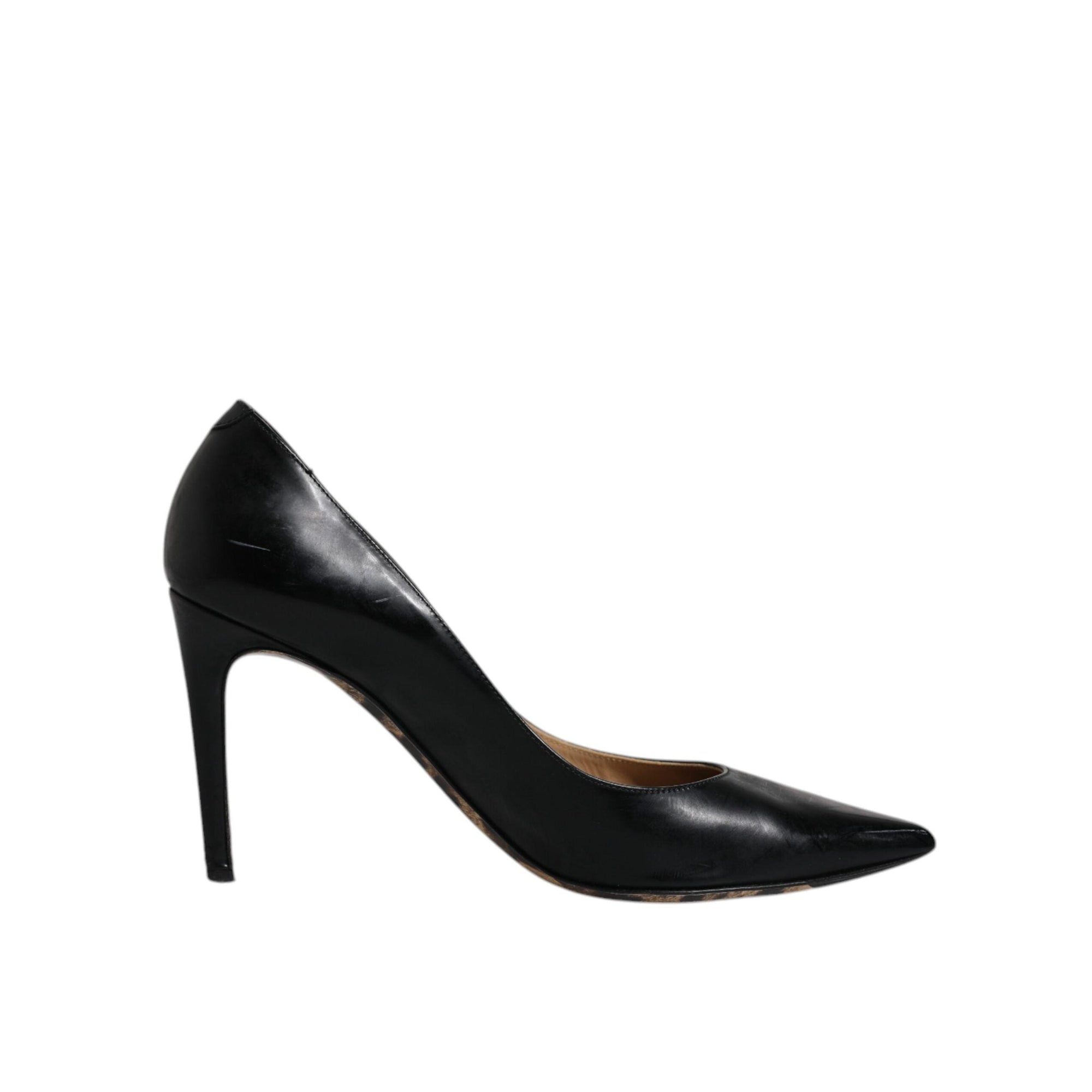 Dolce &amp; Gabbana Black Calf Leather Stiletto Heels Pumps Shoes