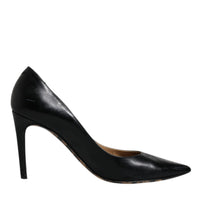 Dolce & Gabbana Black Calf Leather Stiletto Heels Pumps Shoes