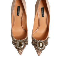 Dolce & Gabbana Beige Satin Crystal High Heels Pumps Shoes