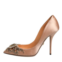 Dolce & Gabbana Beige Satin Crystal High Heels Pumps Shoes